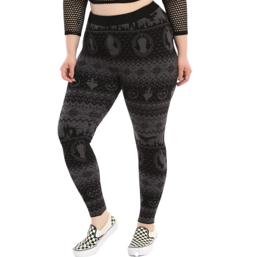 HOT TOPIC DISNEY VILLAINS INTARSIA PRINT KNIT LEGGINGS 2X PLUS SIZE **NWT** - Picture 5 of 14